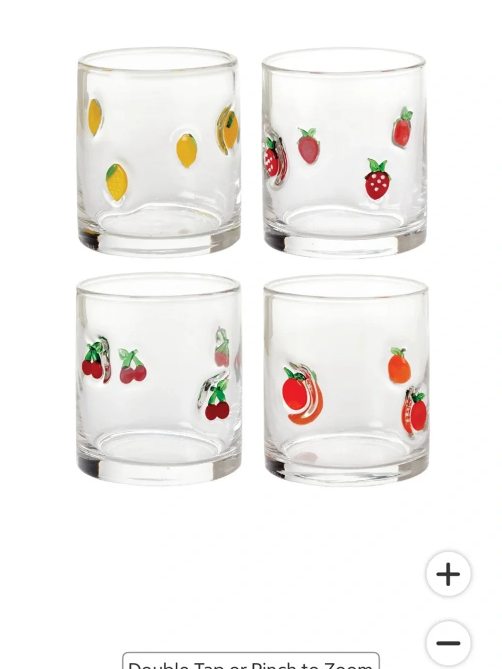 Fruit Doodle Glass Tumbler Set - Clear with Red, Yellow, Orange Accents - Picture 3 of 4